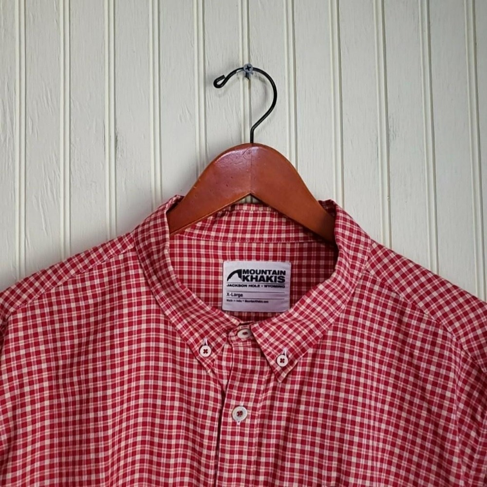 Mountain Khakis Shirt Mens XL Red Check Long Sleeve Pockets Button-Down Casual